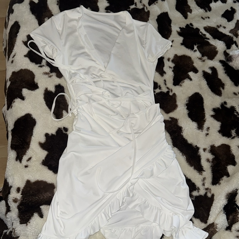 Shein Elegant White Cut-Out Dress women